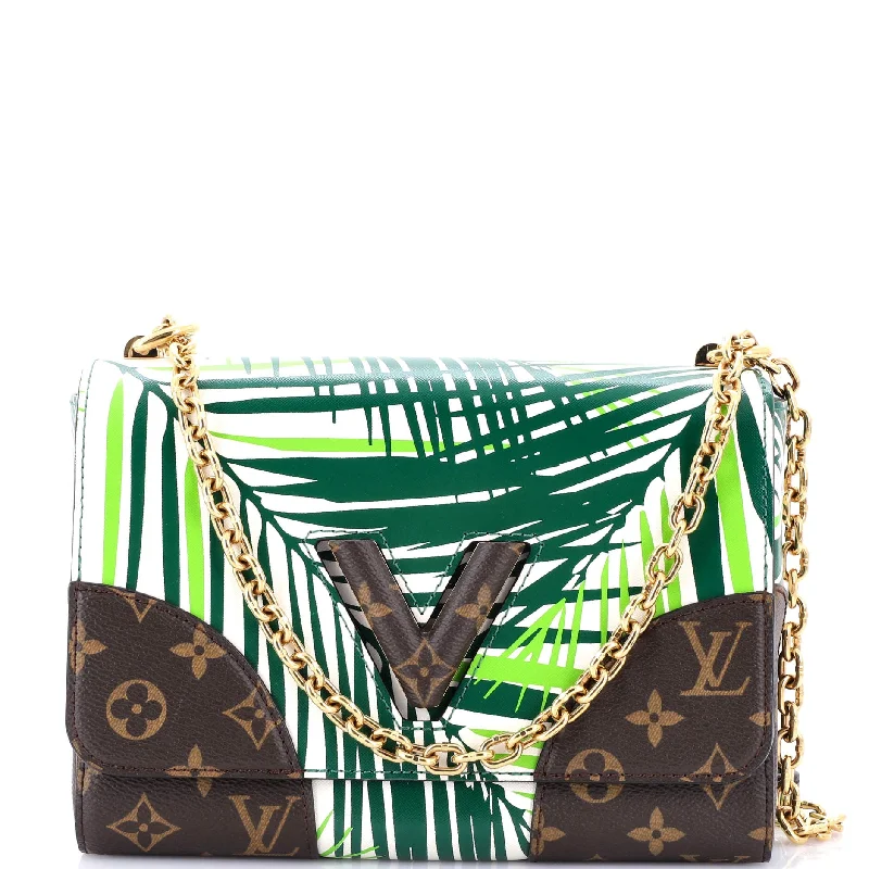 Louis Vuitton tote bags with a printed LV logo on the front for brand visibilityTwist Handbag Limited Edition Palm Print Leather with Monogram Canvas MM