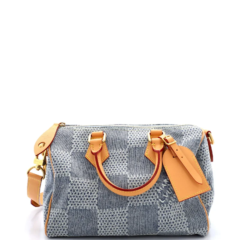 Louis Vuitton bags with a zip - around closure for enhanced securitySpeedy Bandouliere Bag 3D Damier Giant Denim 25