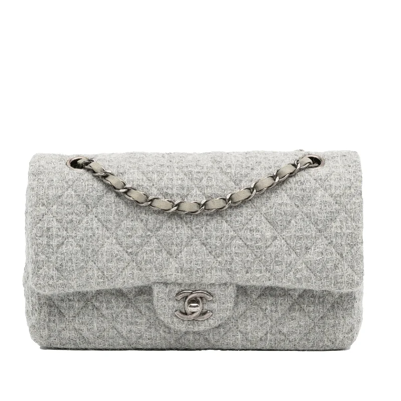 Chanel All - Match Handbag for Versatile StylingChanel Classic Double Flap Medium Grey Tweed Silver