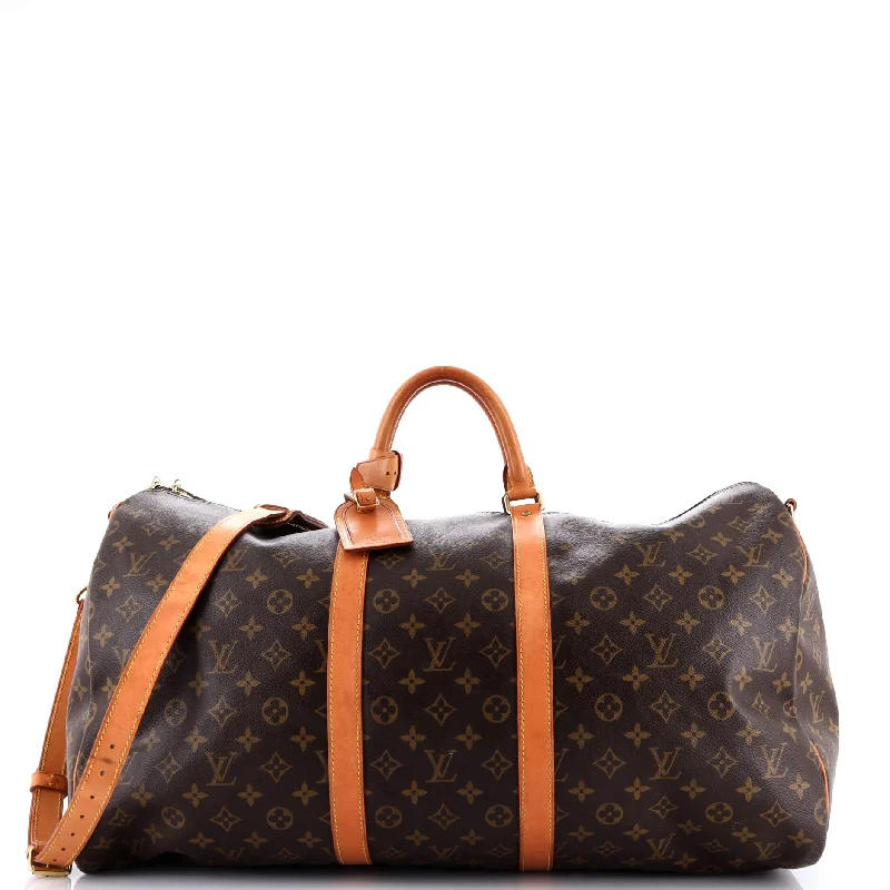 Louis Vuitton tote bags with a spacious interior and multiple pocketsKeepall Bandouliere Bag Monogram Canvas 55