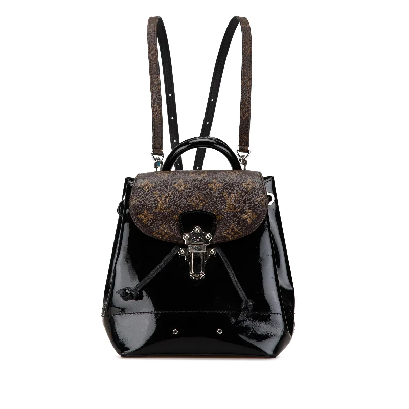 Louis Vuitton bags with a front - flap pocket for quick - access itemsBlack Louis Vuitton Monogram Vernis Hot Springs Backpack