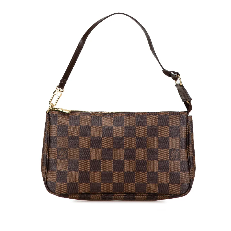 Louis Vuitton handbags with a patent - leather finish for a shiny lookBrown Louis Vuitton Damier Ebene Pochette Accessoires Shoulder Bag