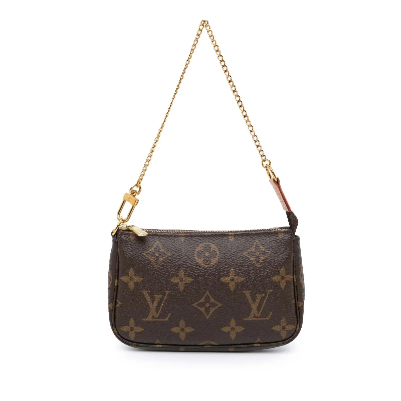 Louis Vuitton bags with a front - zip pocket for small items like keysBrown Louis Vuitton Monogram Mini Pochette Accessoires Handbag