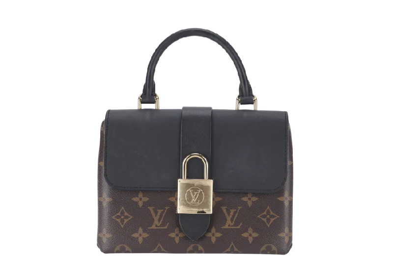 Louis Vuitton backpacks with a padded back panel for comfort during long - wearLOUIS VUITTON LOCKY BB (M44141) MONOGRAM CANVAS BLACK LEATHER GOLD HARDWARE WITH STRAP