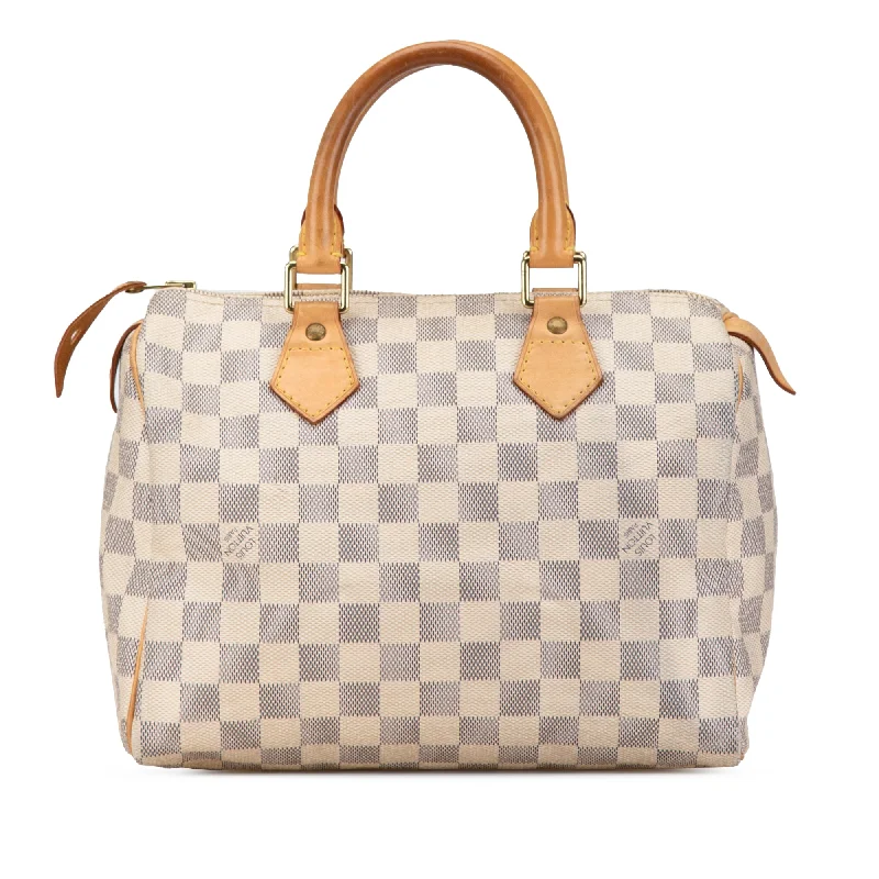 Louis Vuitton crossbody bags with a woven leather strap for textureWhite Louis Vuitton Damier Azur Speedy 25 Boston Bag