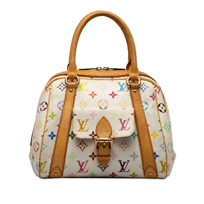 Ladies Louis Vuitton shoulder bags with a tassel decoration for charmWhite Louis Vuitton Monogram Murakami Priscilla Handbag