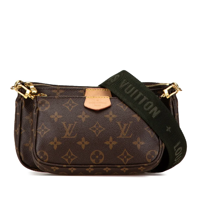 Louis Vuitton bags with a magnetic snap closure for easy accessBrown Louis Vuitton Monogram Multi Pochette Accessoires Satchel