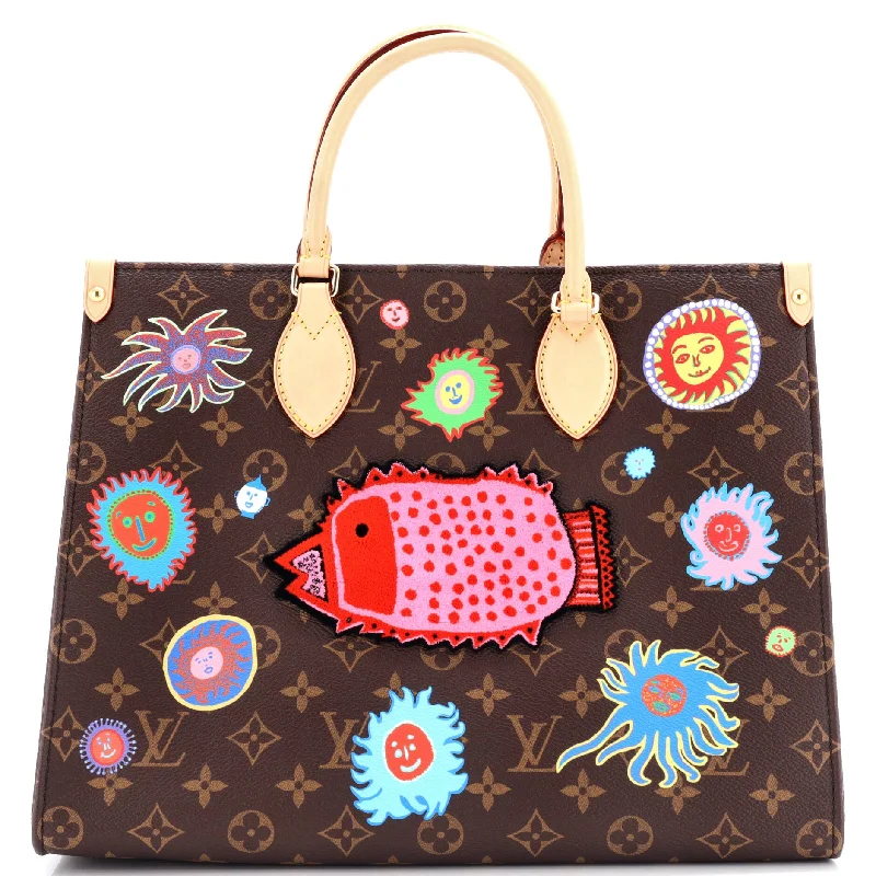 Ladies Louis Vuitton Petite Malle bags with a star - shaped charm for cutenessOnTheGo Tote Yayoi Kusama Faces Monogram Canvas MM