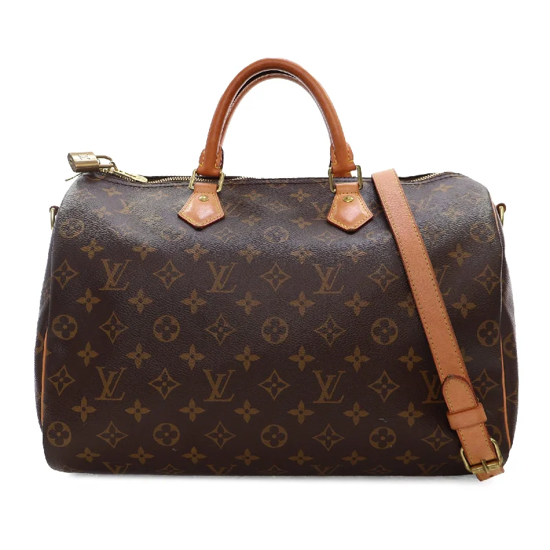 Louis Vuitton bags with a zip - around closure for enhanced securityBrown Louis Vuitton Monogram Speedy Bandouliere 35 Satchel