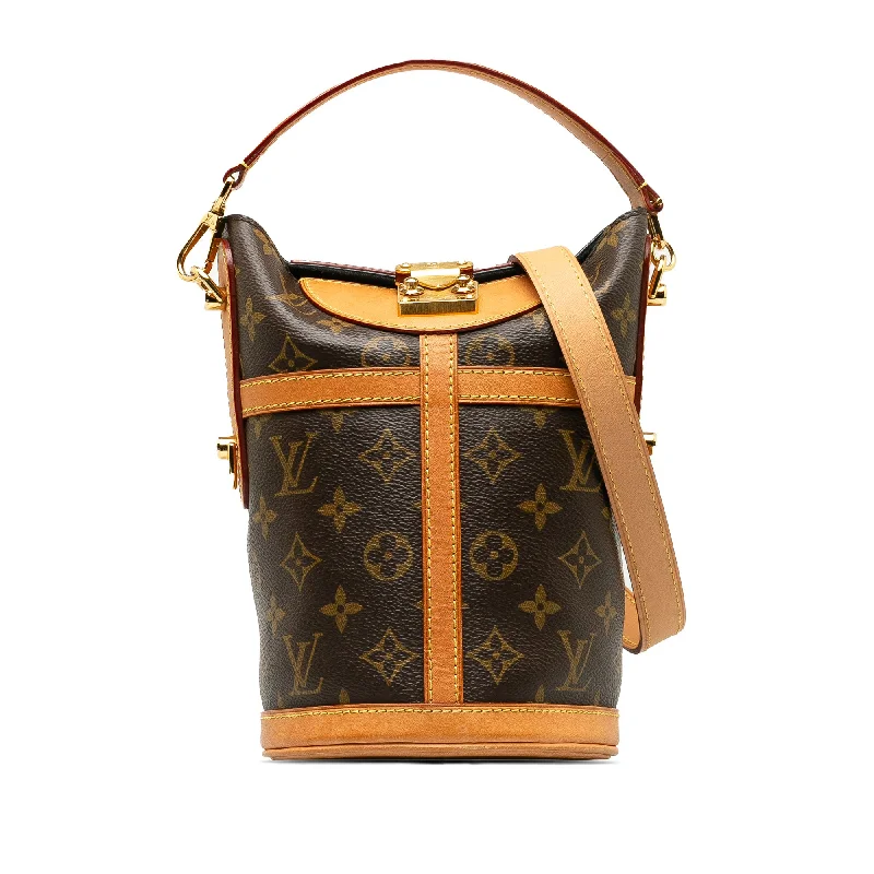 Louis Vuitton Alma bags with a monogram - embossed leather surfaceBrown Louis Vuitton Monogram Duffle Bucket Bag