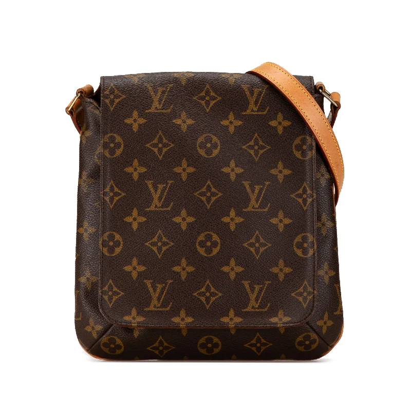 Louis Vuitton bags with a front - zip pocket for small items like keysBrown Louis Vuitton Monogram Musette Salsa Short Strap Shoulder Bag