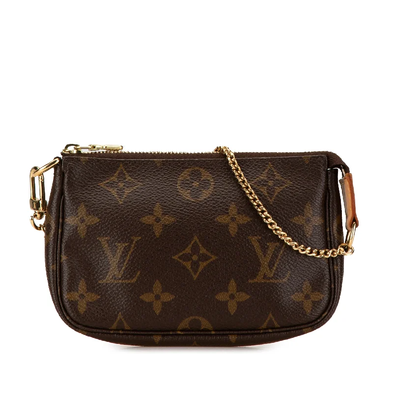 Ladies Louis Vuitton shoulder bags with a tassel decoration for charmBrown Louis Vuitton Monogram Mini Pochette Accessoires Handbag