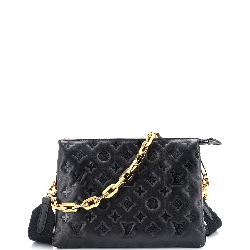 Louis Vuitton Twist bags with the iconic LV - turnlock closureCoussin Bag Monogram Embossed Lambskin PM