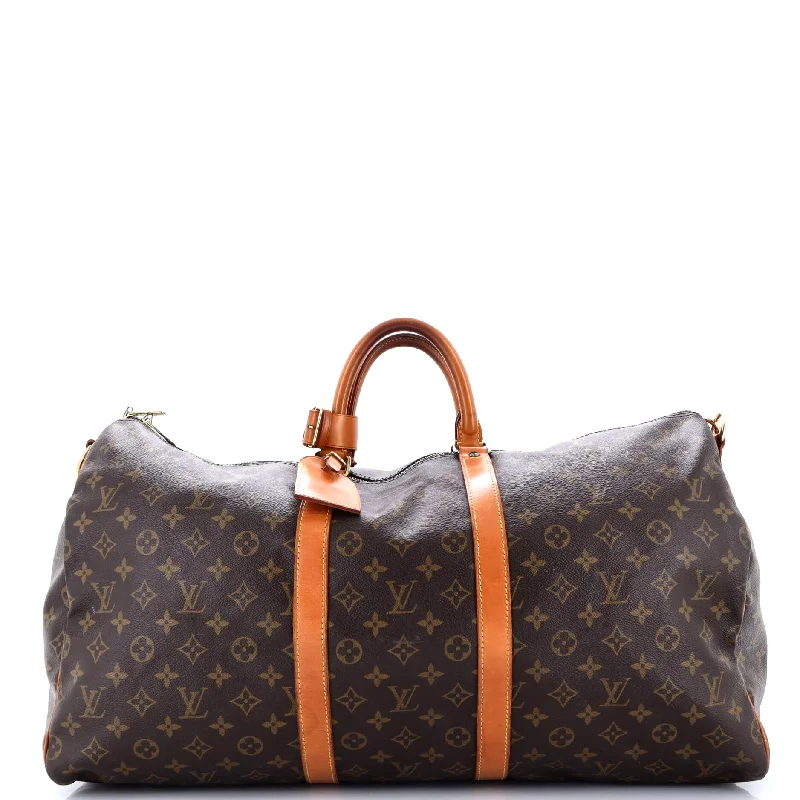 Louis Vuitton bags with a front - zip pocket for small items like keysKeepall Bandouliere Bag Monogram Canvas 55