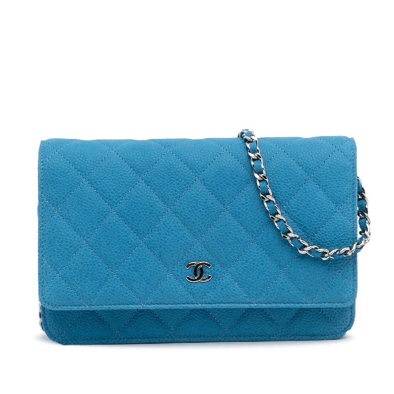 Chanel Chain Strap Handbag for Everyday UseChanel CC Wallet On Chain Blue Caviar Silver