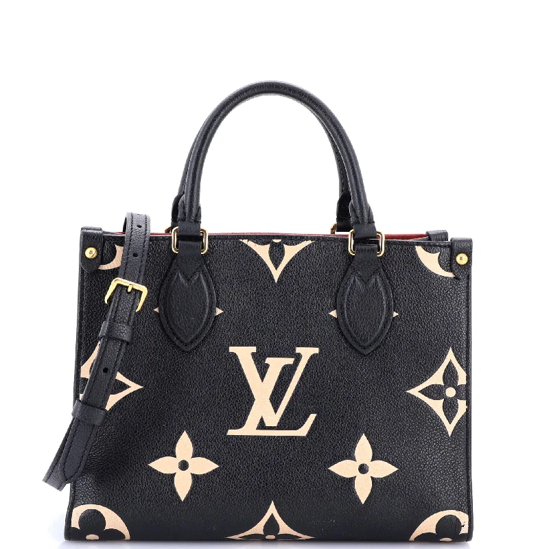 Ladies Louis Vuitton Capucines bags with a detachable shoulder strapOnTheGo Tote Bicolor Monogram Empreinte Giant PM