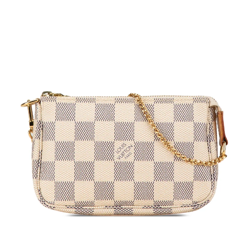 Louis Vuitton Petite Malle bags with a hard - shell structure for uniquenessWhite Louis Vuitton Damier Azur Mini Pochette Accessoires Handbag