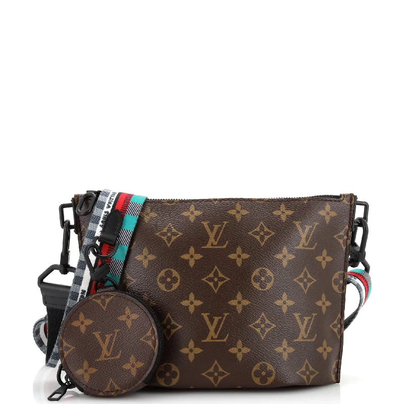 Louis Vuitton crossbody bags with a woven leather strap for textureTrio Pouch Messenger Bag Monogram Canvas and Empreinte Leather