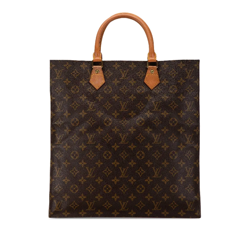 Louis Vuitton bags with a front - zip pocket for small items like keysBrown Louis Vuitton Monogram Sac Plat Tote Bag