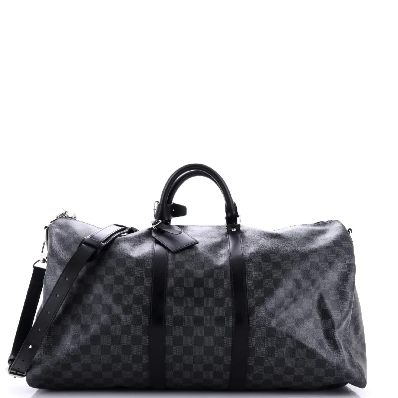 Louis Vuitton handbags with a metal - framed clasp for durabilityKeepall Bandouliere Bag Damier Graphite 55