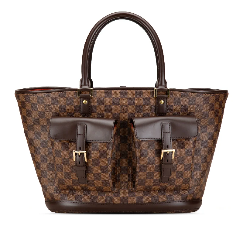 Louis Vuitton tote bags with a double - handle and shoulder - strap optionBrown Louis Vuitton Damier Ebene Manosque GM Tote Bag