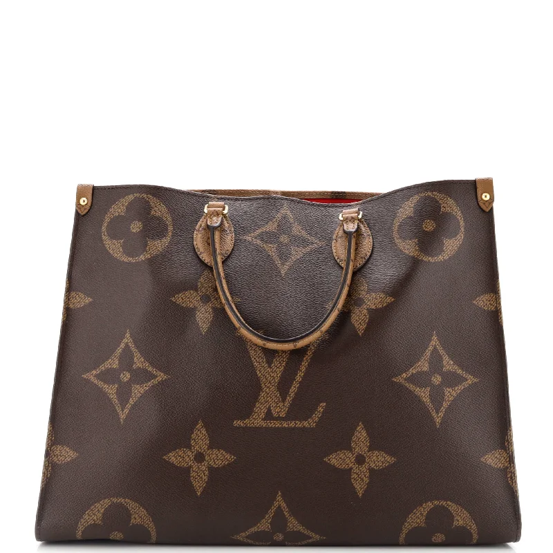 Louis Vuitton backpacks with a padded laptop compartment for travelOnTheGo Tote Reverse Monogram Giant GM