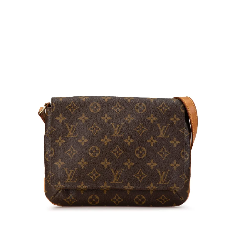 Ladies Louis Vuitton Petite Malle bags with a star - shaped charm for cutenessBrown Louis Vuitton Monogram Musette Tango Short Strap Shoulder Bag