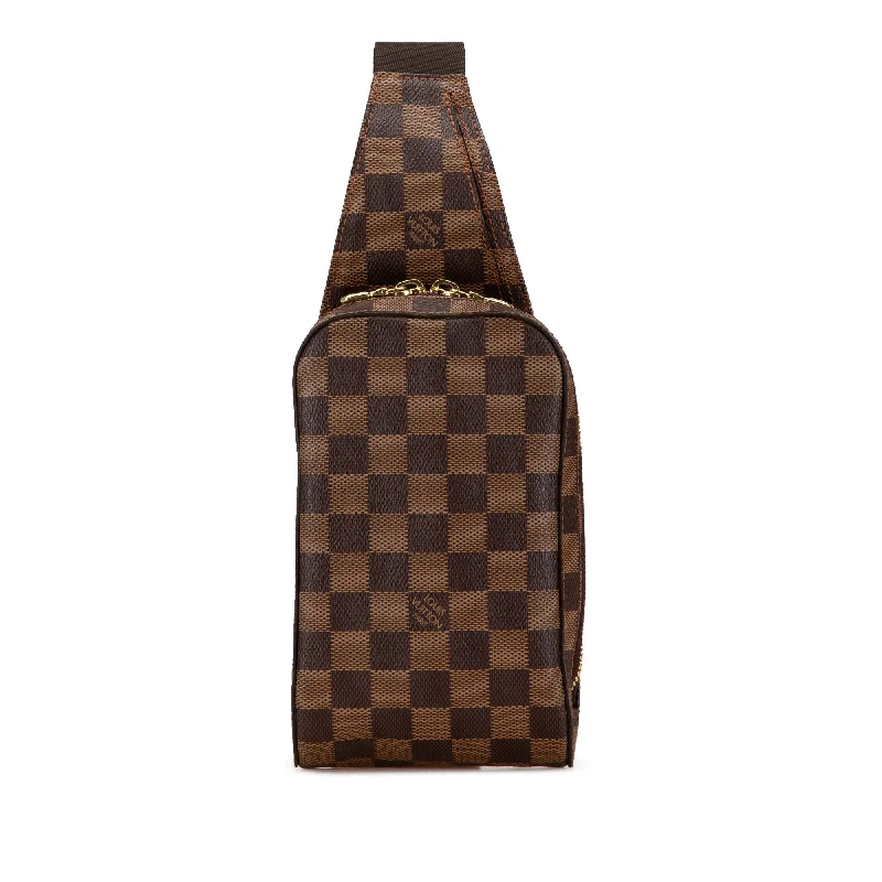 Louis Vuitton bags with a front - flap pocket for quick - access itemsBrown Louis Vuitton Damier Ebene Geronimos Crossbody Bag