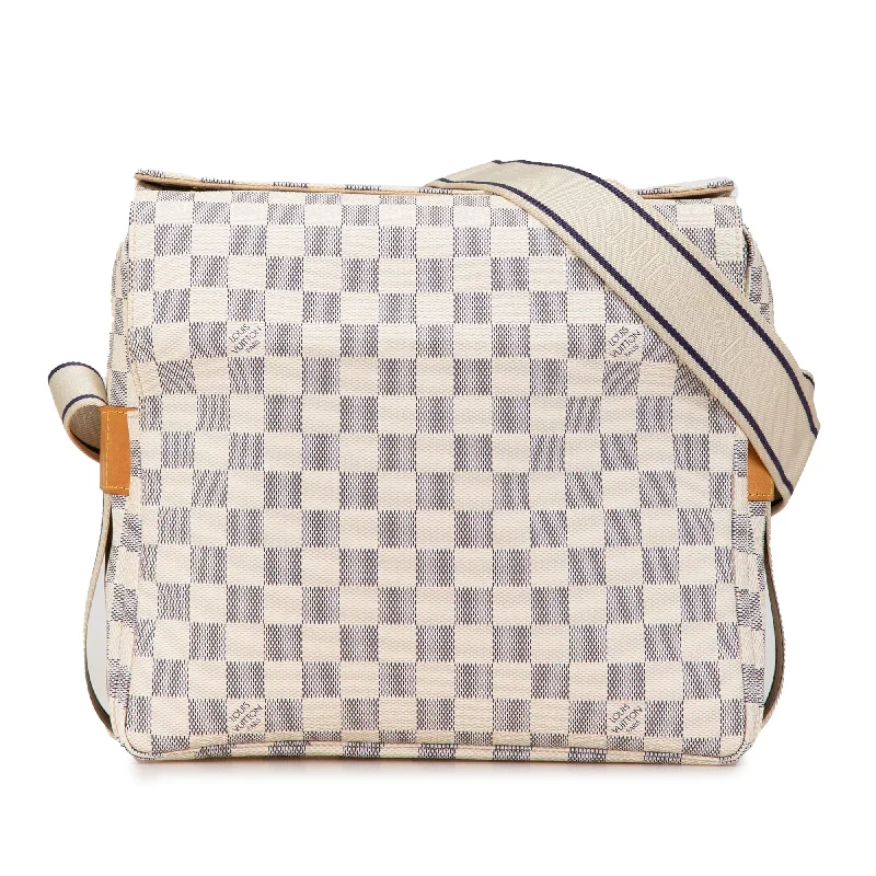 Ladies Louis Vuitton shoulder bags with a single - handle silhouetteWhite Louis Vuitton Damier Azur Naviglio Crossbody Bag