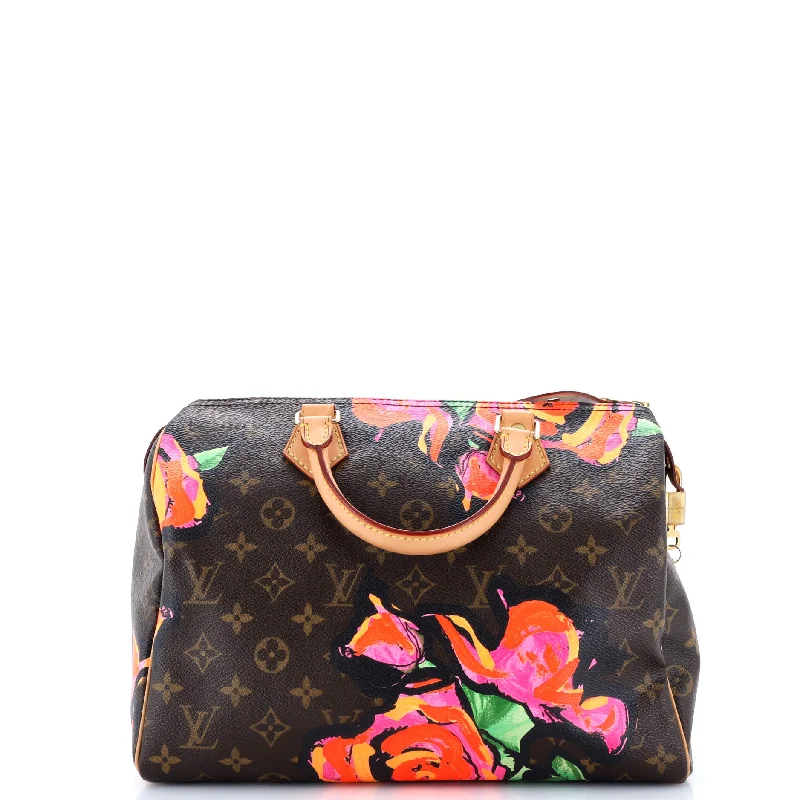 Louis Vuitton Twist bags with a crystal - embellished LV - turnlockSpeedy Handbag Limited Edition Monogram Roses 30