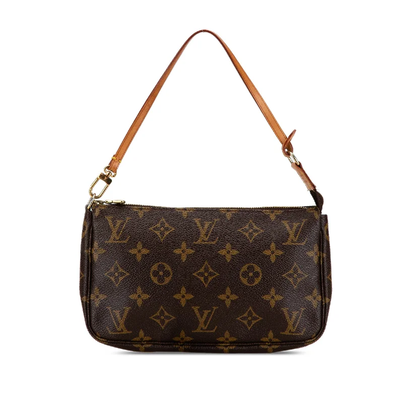 Ladies Louis Vuitton shoulder bags with a wide - width strap for comfortBrown Louis Vuitton Monogram Pochette Accessoires Shoulder Bag