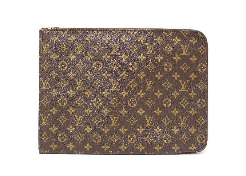 Louis Vuitton backpacks with a multi - pocket organization for functionalityAuthentic Louis Vuitton Classic Monogram Poche Folio Document Case