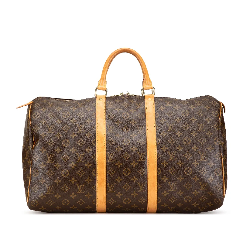 Louis Vuitton tote bags with a spacious interior and multiple pocketsBrown Louis Vuitton Monogram Keepall 50 Travel Bag