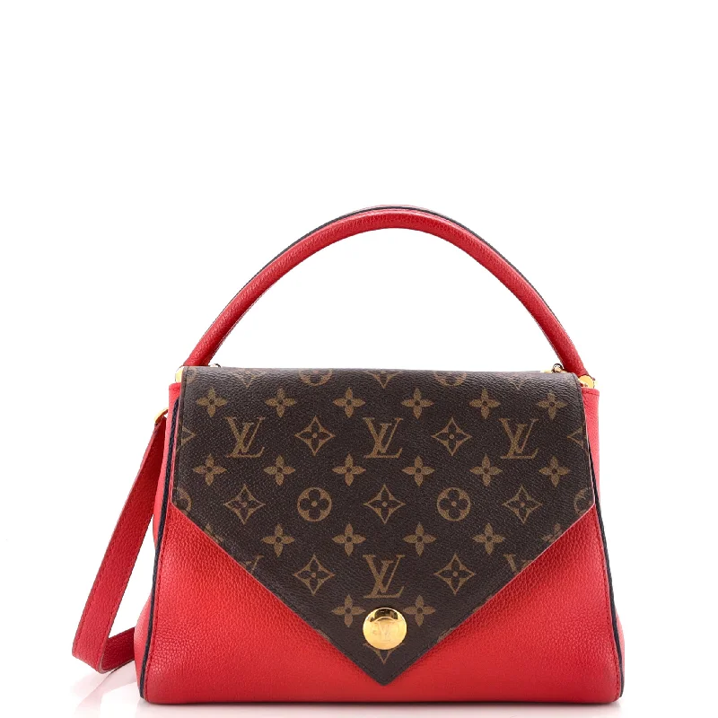 Louis Vuitton handbags with a metal - framed clasp for durabilityDouble V Handbag Calfskin with Monogram Canvas