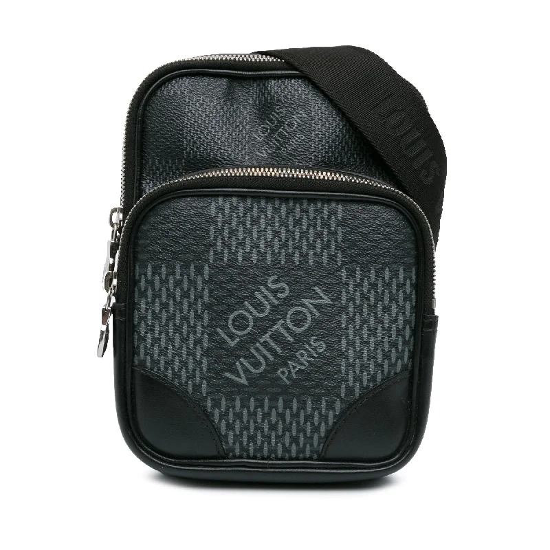 Louis Vuitton handbags with a metal - framed clasp for durabilityBlack Louis Vuitton Damier Graphite 3D Amazone Sling Bag