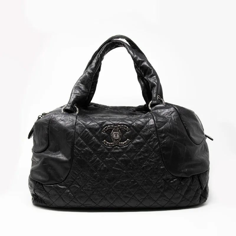 Chanel Quilted Leather Shoulder Bag for FashionistasChanel Black Coco Rider Bowling Bag