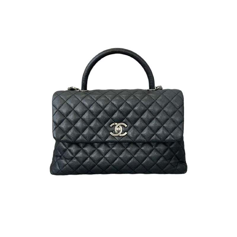 Chanel New Arrival Handbag with Gold HardwareCoco Handle Caviar Quilted Large Black RHW