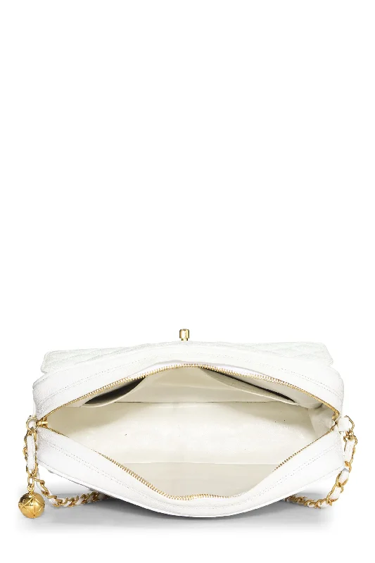 Chanel New Arrival Handbag with Gold HardwareChanel,  White Quilted Caviar Pocket Camera Bag Medium, White