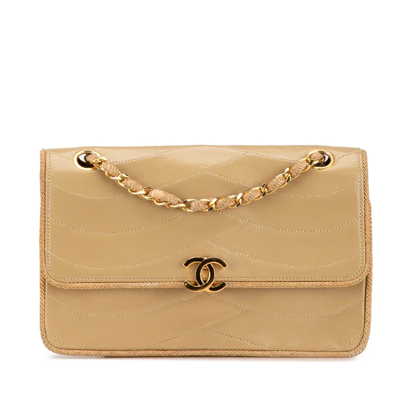 Chanel Luxury Handbag for High - End EventsTan Chanel Small Wave Lambskin Flap Bag