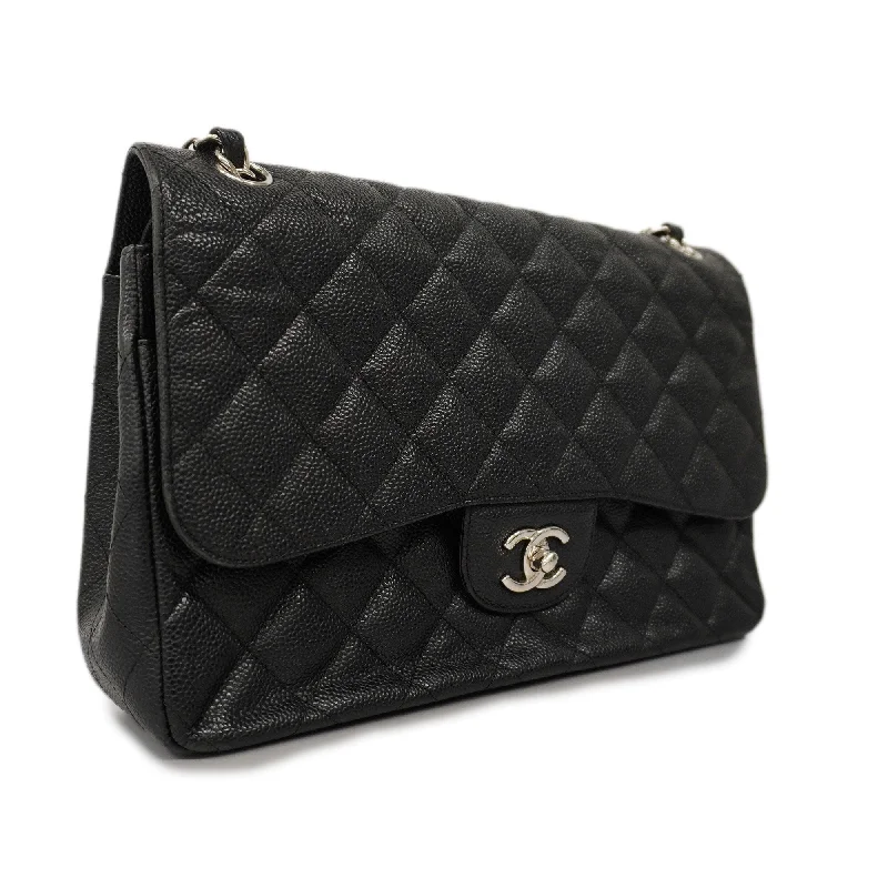 Chanel Classic Flap Bag for Evening PartyCHANEL  Matelasse W Flap W Chain Women's Caviar Leather Shoulder Bag Black