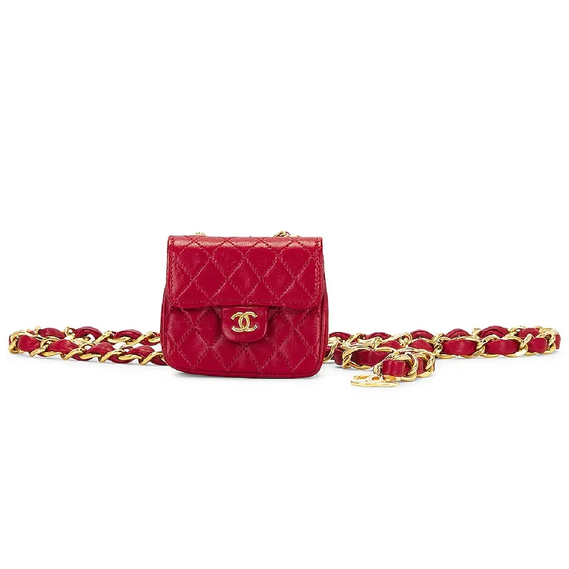 Chanel Classic Flap Bag for Evening PartyChanel Matelasse Chain Fanny Belt Red Lambskin Leather Bag