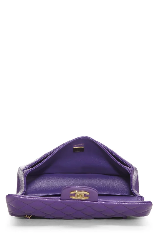 Chanel New Arrival Handbag with Gold HardwareChanel,  Purple Quilted Caviar Classic Double Flap Small, Purple