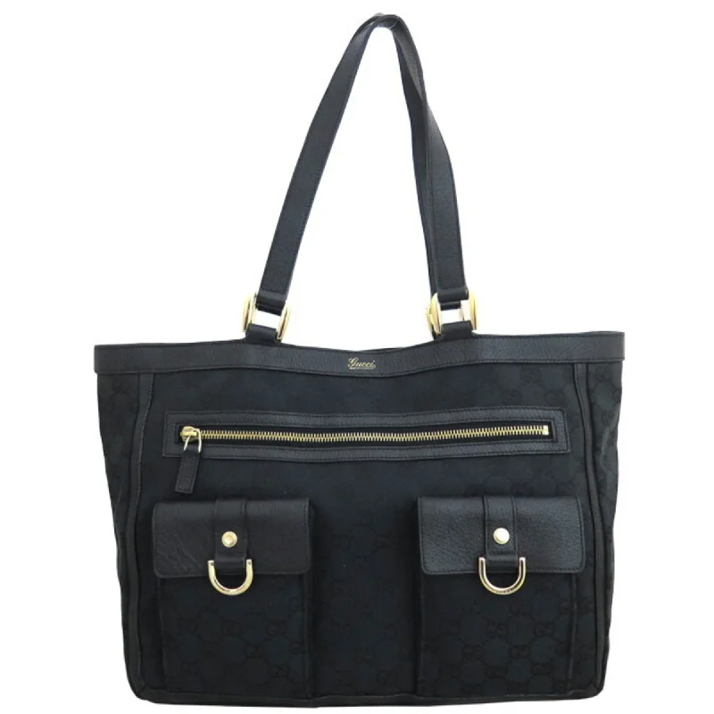 Ladies Gucci shoulder bags with a tassel decorationGucci Bag GG Canvas Black x Gold Hardware Leather Shoulder Tote Women's Men's 146247