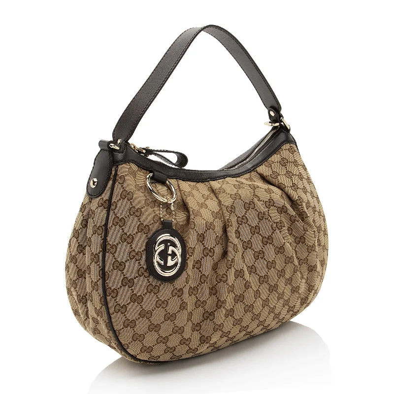 Gucci tote bags for women with a double - handle designGucci GG Canvas Sukey Hobo (tXcsDm)