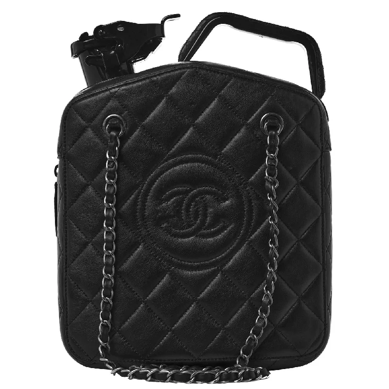 Chanel Handbag with Adjustable Strap for ComfortChanel lambskin Dubai by Night Gas Jerry Can Statement Tank Collector Bag Black