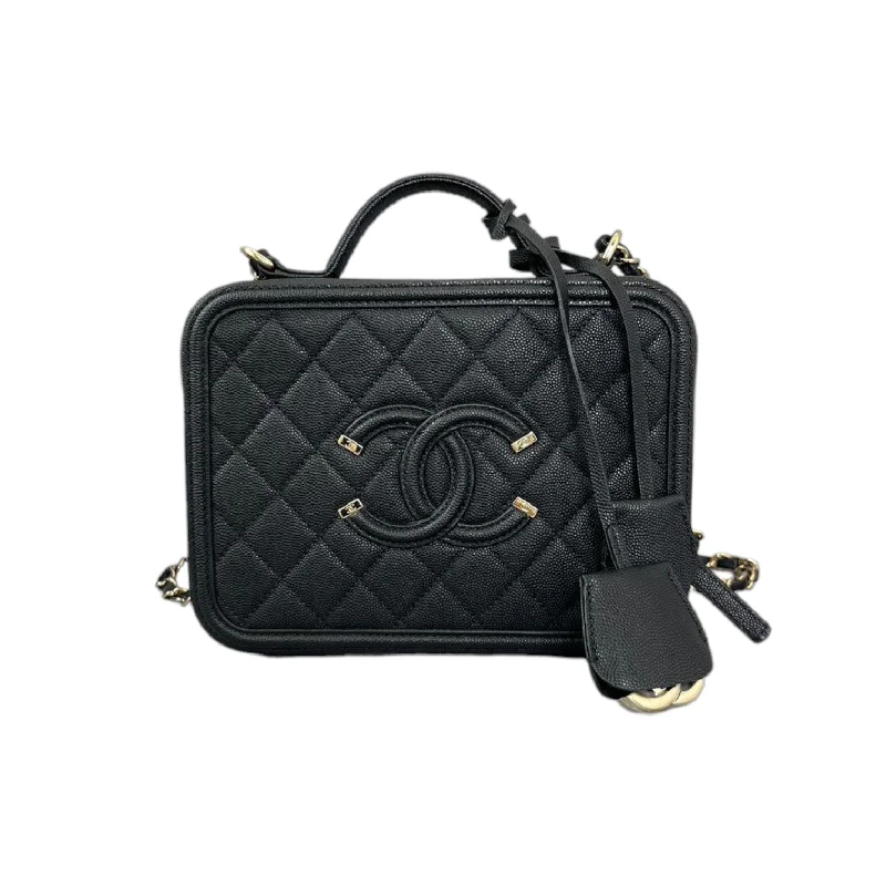 Chanel Designer Handbag with Unique DesignReserved for Vivian - Caviar Quilted Medium CC Filigree Vanity Case Black GHW - Original Price: $4,240