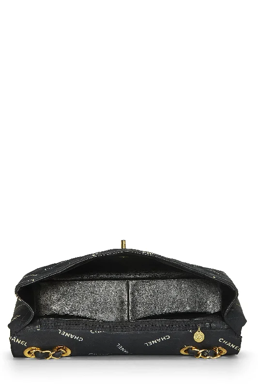 Chanel Luxury Handbag for High - End EventsChanel,  Black Canvas Logo Half Flap Maxi, Black