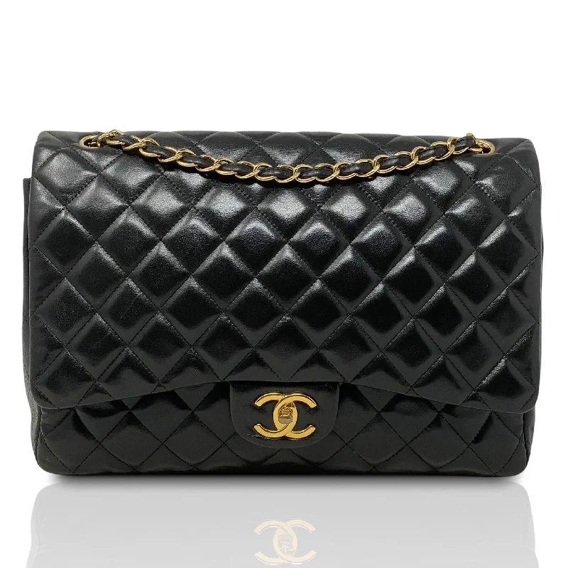 Chanel Quilted Leather Shoulder Bag for FashionistasChanel Black Lambskin Maxi Classic Flap