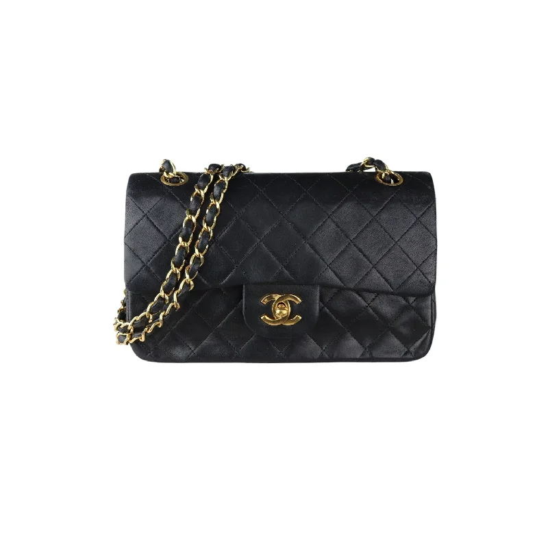 Chanel Black Handbag for Business MeetingsVintage Double Flap Small Lambskin Quilted Black GHW