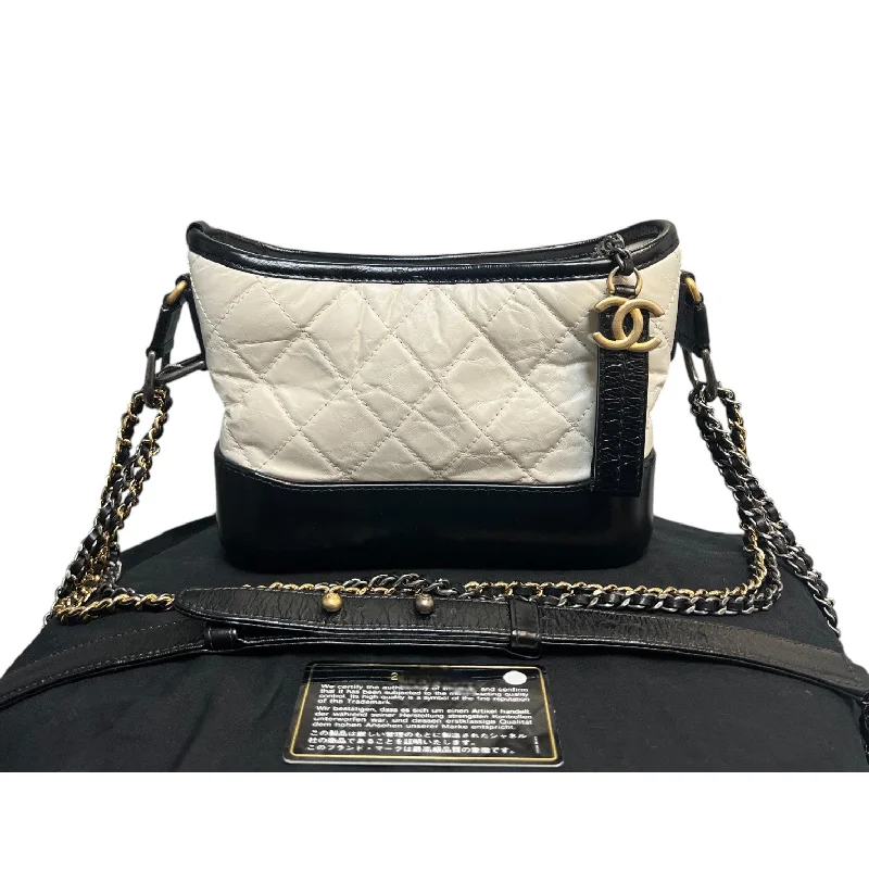 Chanel All - Match Handbag for Versatile StylingGabrielle Hobo Small Calfskin Quilted Black White MHW